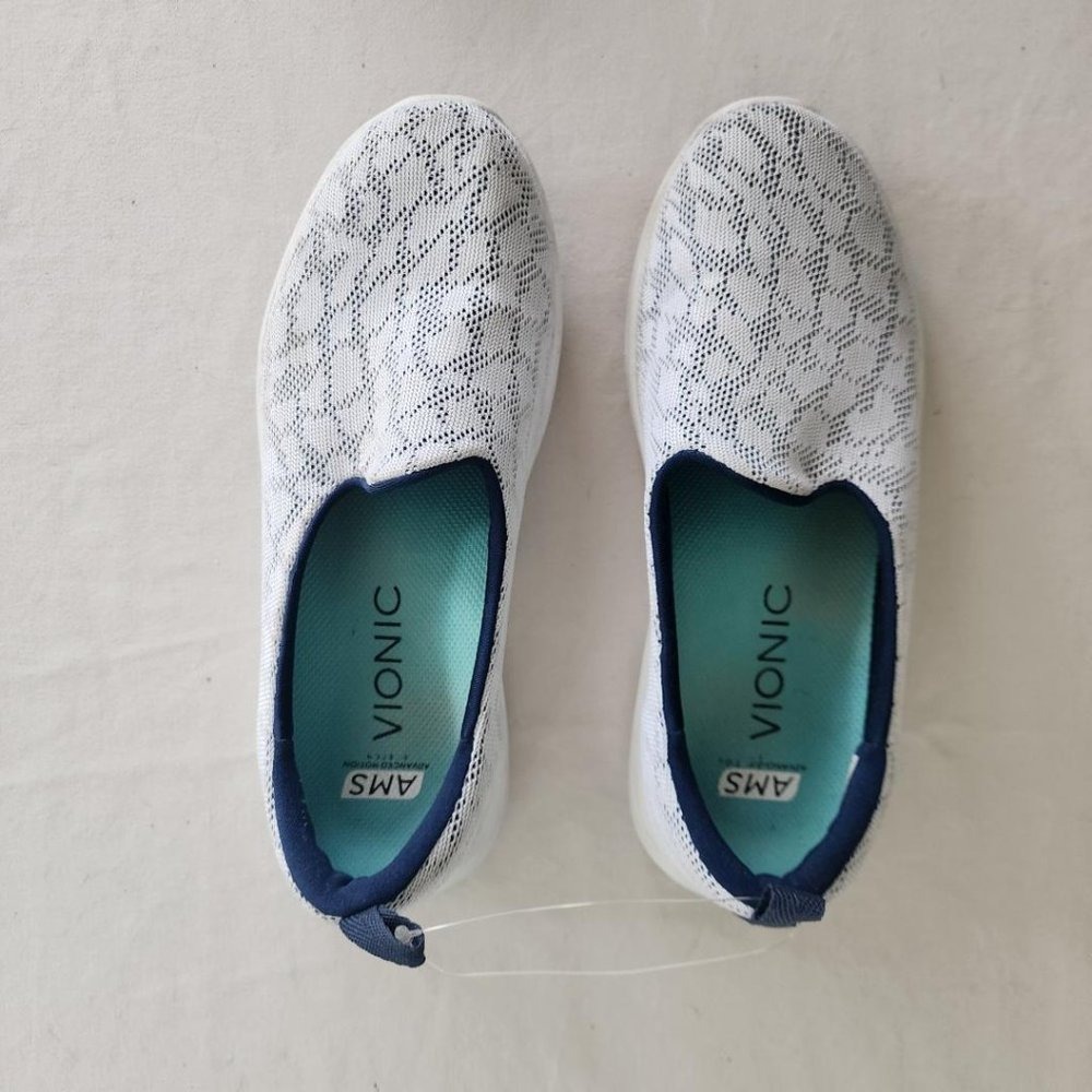 Vionic Hydra Slip On Sneakers Navy White Orthotic Walking Shoes Women's 6.5 NWOB